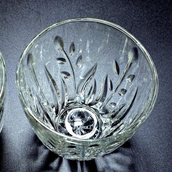 2 Cristal d'Arques Cassandra Rocks Glass 4" whiskey cut crystal plant design boh - Picture 3 of 8